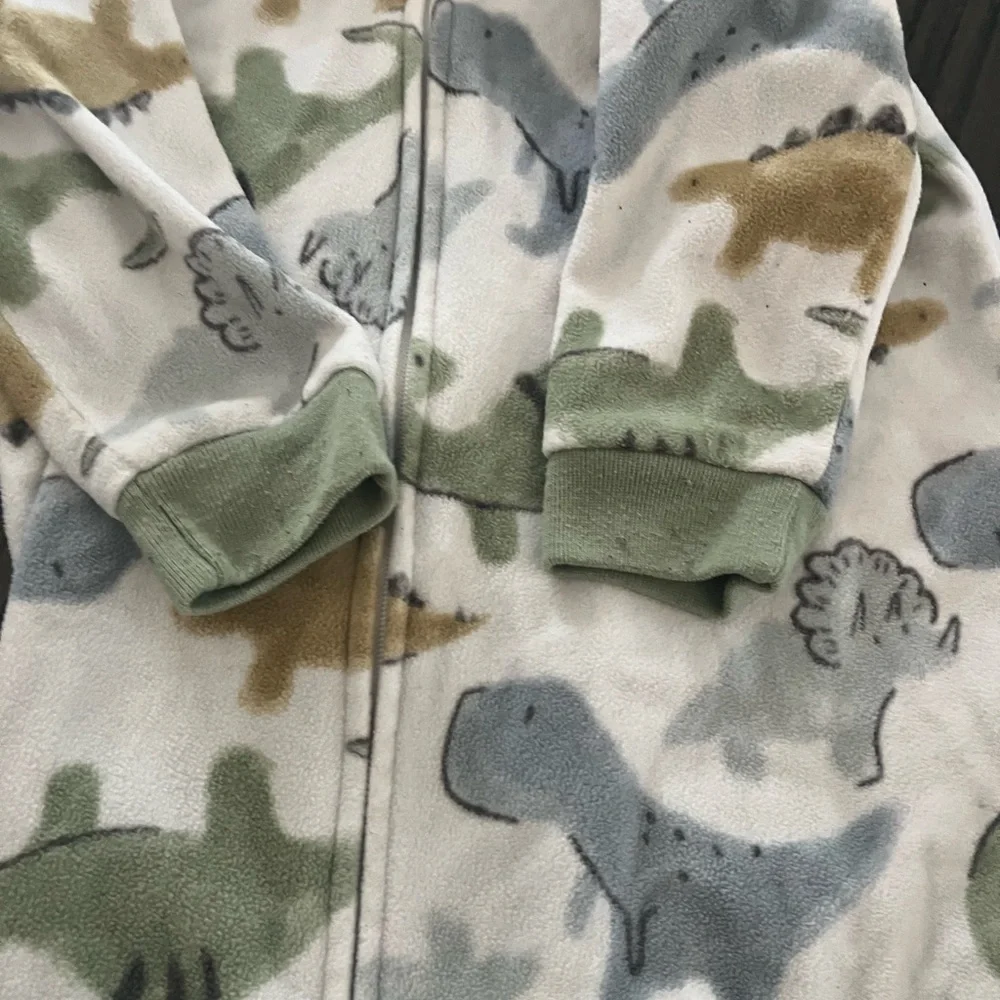 Carter's Dinosaur Print Footie Pajama - Green, Gray, Brown - Picture 5 of 6